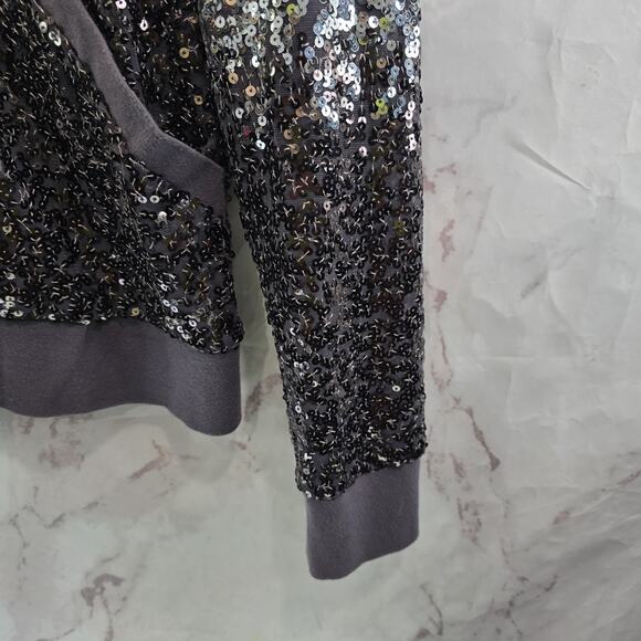 Boston Proper Jacket Womens Medium Purple Silver Sequin Hooded Sport Stretch - Picture 4 of 13